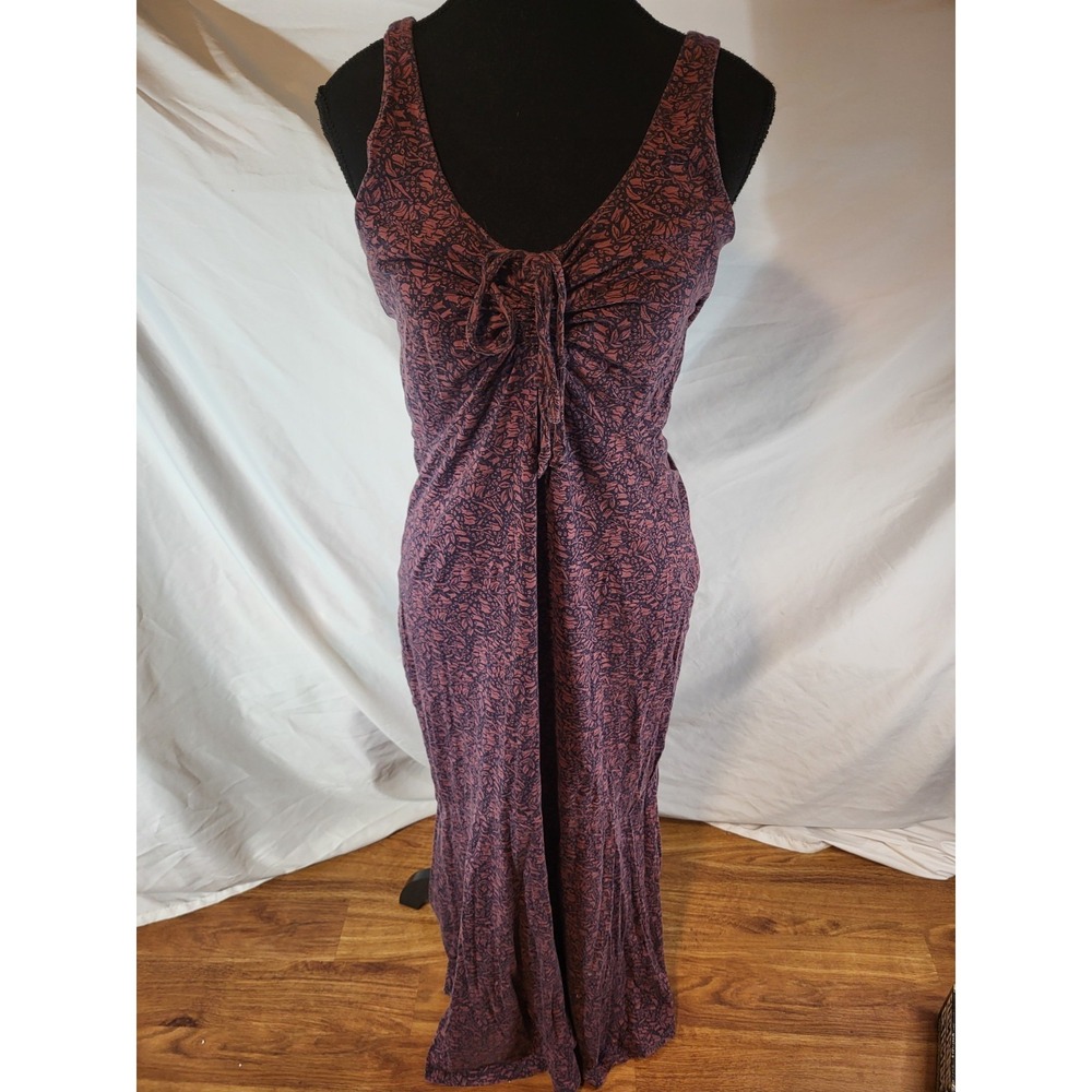 Toad & Co Verano Floral Dress Size M Midi Red Tankdress Sleeveless Long Womens